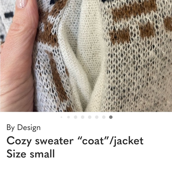 White Gray beige neutral Plaid Women's sweater Coat - Picture 11 of 11